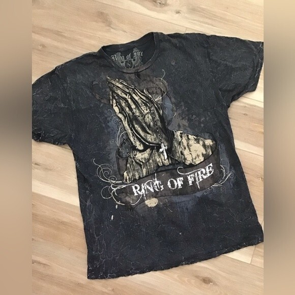 Ring of Fire Praying Hands Tee XXL - Picture 1 of 5